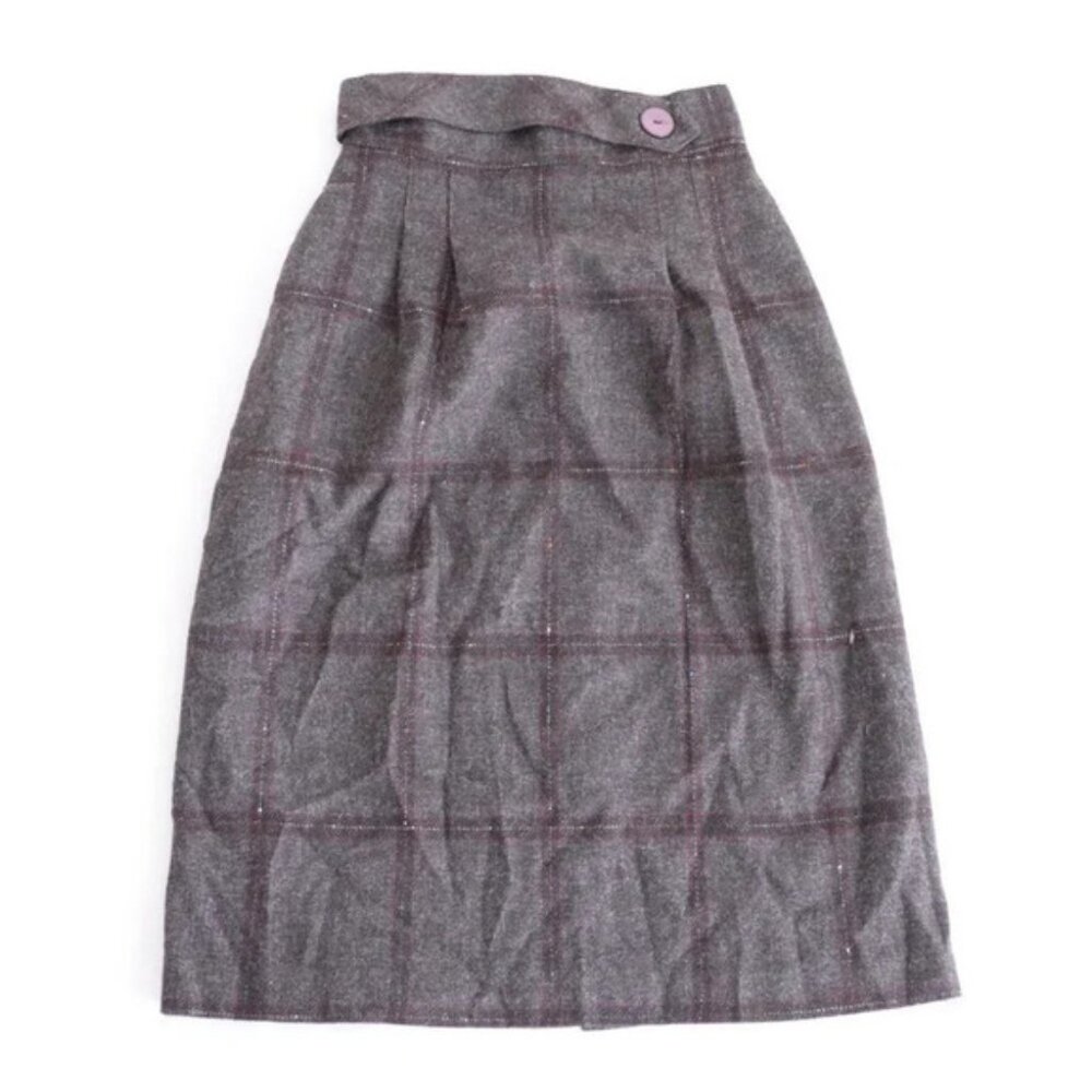 Vintage Partial Wool Skirt  Plaid  Size 30